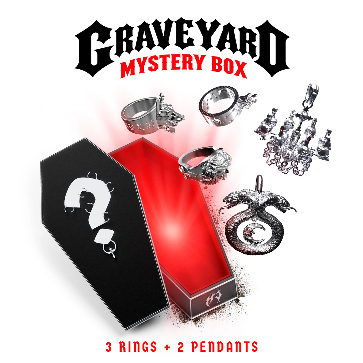 GRAVEYARD MYSTERY BOX (3 RINGS + 2 PENDANTS)